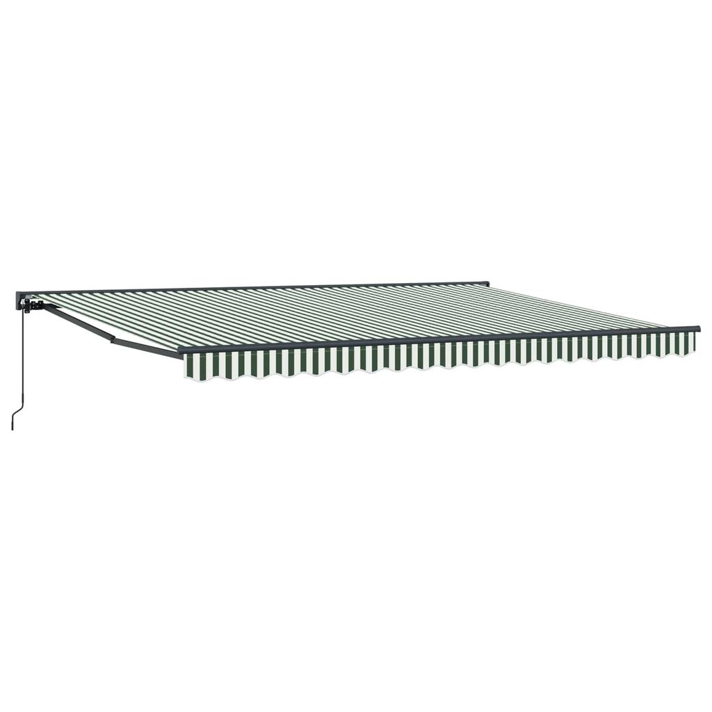 Manual Retractable Awning Green and White 4.5 X 3.5 M