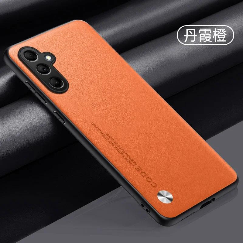 For Samsung M3 G M1 M Plain PU Leather Matte Case For Galaxy M34 A Silicone Ultra Thin Soft Frame Shookproof Bumper Cover
