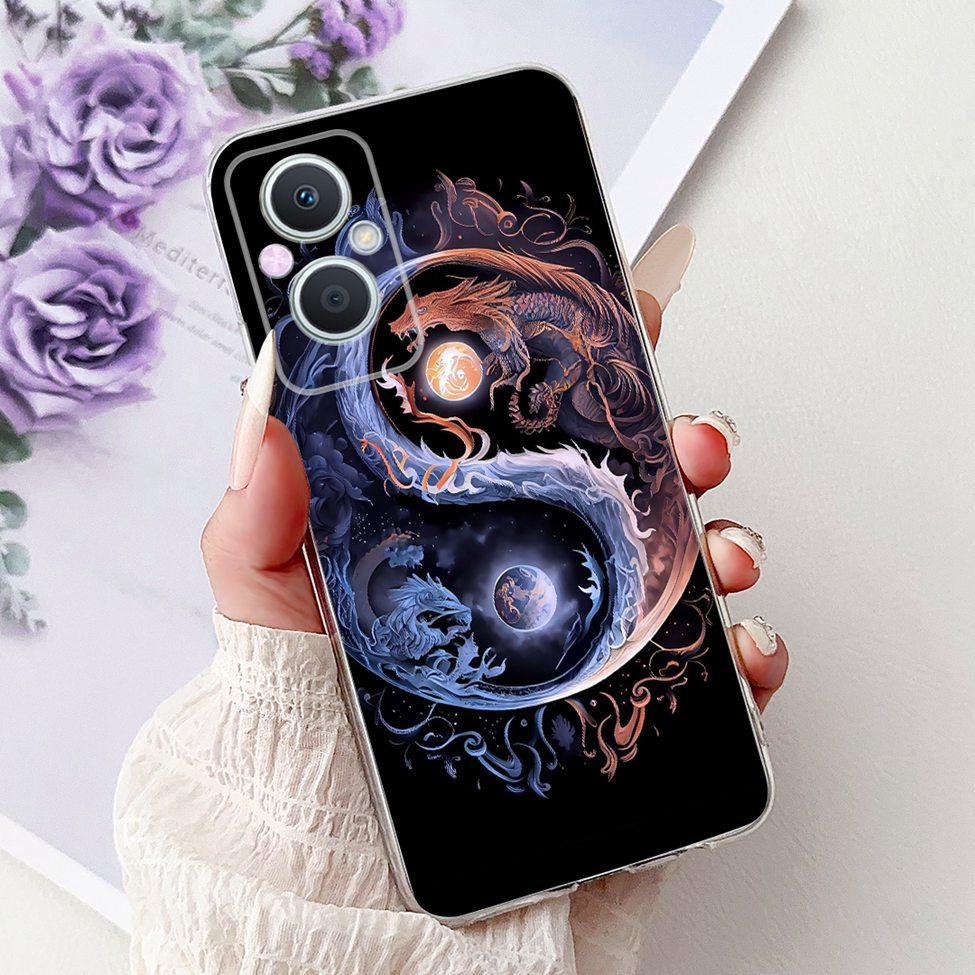Clear For Oppo Reno 7Z 5G CPH2343 Case For Oppo Reno 8Z 5G CPH2457 Cover Luxury Butterfly Love Fashion Flowers Cool Lion Painted