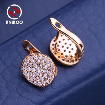 KNIKOO Clip-Ohrringe für Frauen, Zirkonia, modische runde Ohrstecker, Schmuck für Hochzeitsfeiern, Geschenke