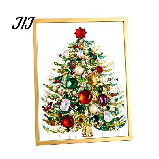 Einzigartiges Weihnachtsgeschenk für Freunde DIY Falscher Kristall Perlenmalerei Weihnachtsbaum-Set, Funkelndes Handgemachtes Wandkunst Bastelset, 3D Edelsteinperlen