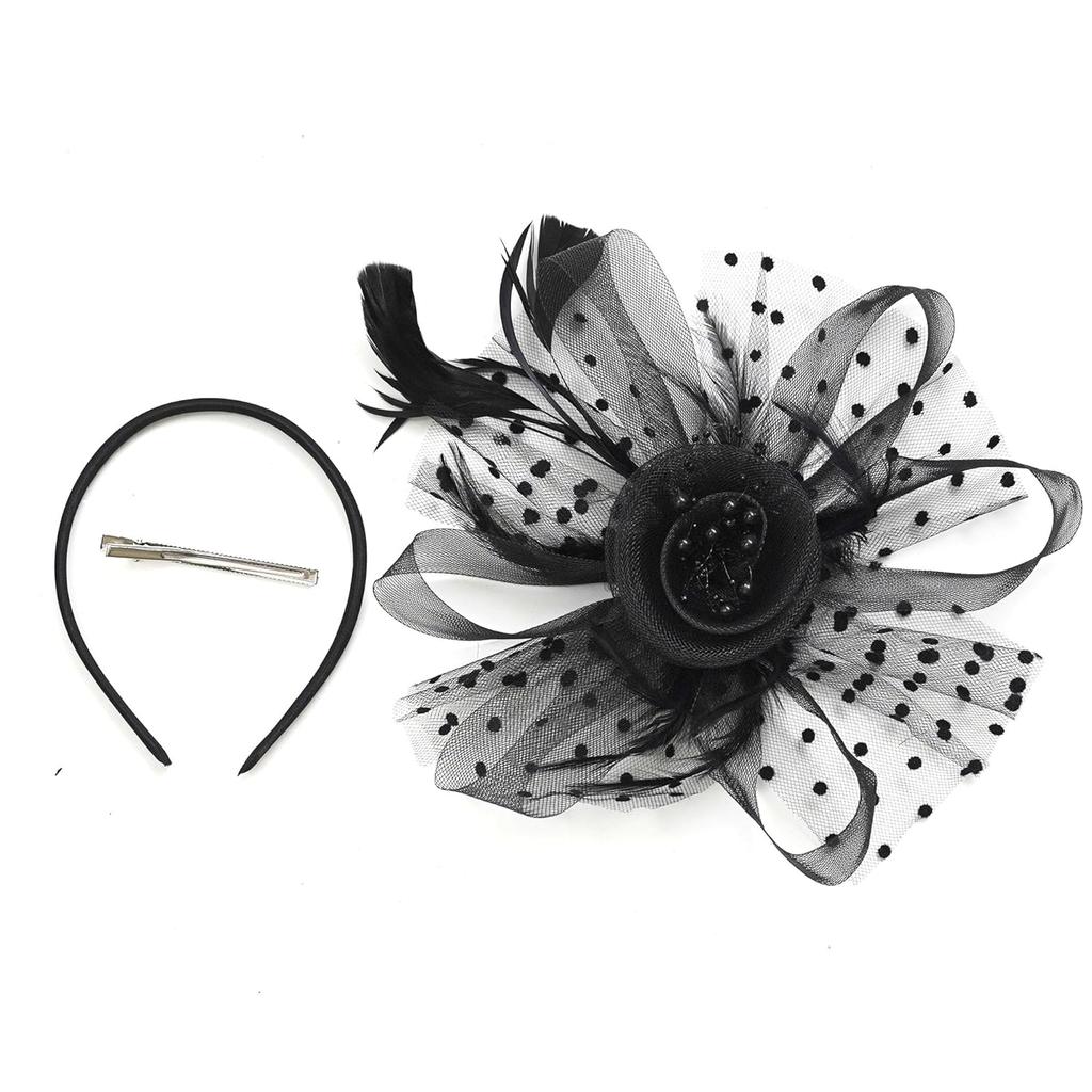 Fascinators Hats 20s 50s Hat Pillbox Hat Cocktail Tea Party Headwear with Veil for Girls and Women (US, Alpha, One Size, A-Black)