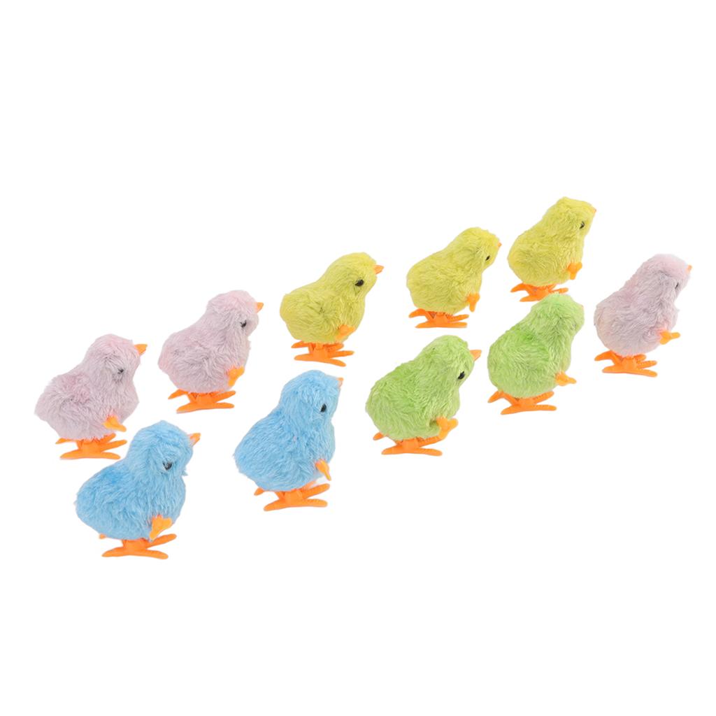 10pcs Clockwork Chick Toy Cute Fun Colorful Stuffed Chick Hopping Wind Up Toy for Cats Kittens Toddlers