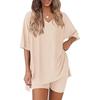 Women's Casual V-neck T-shirt & Shorts Homewear Set, 2026 Collection: Comfortable and Stylish 