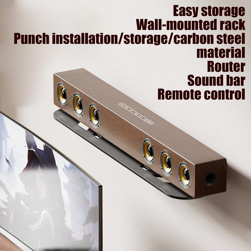 Nástěnný držák soundbaru Pod TV Montážní držák soundbaru Plovoucí úložný regál pro router Dálkové ovládání Ocelový držák reproduktoru