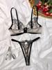 2024 Floral Embroidery Push-Up Sheer Lingerie Set