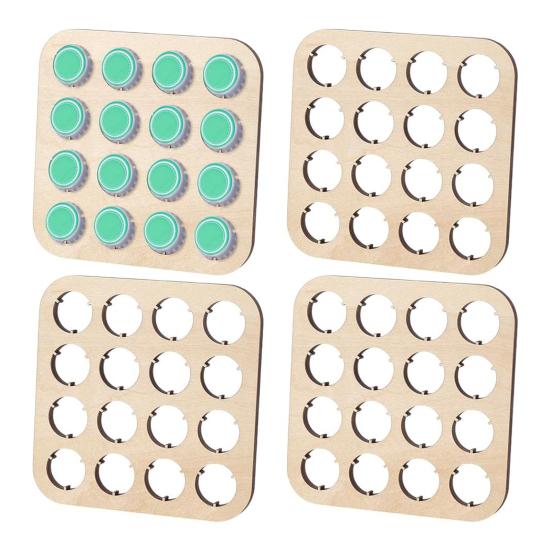 16-Slot Bottle Cap Organizer Wooden Beer Cap Display Stand Square Bottle Cap Coaster for Beer Cap Collection Home Decor Bar Display