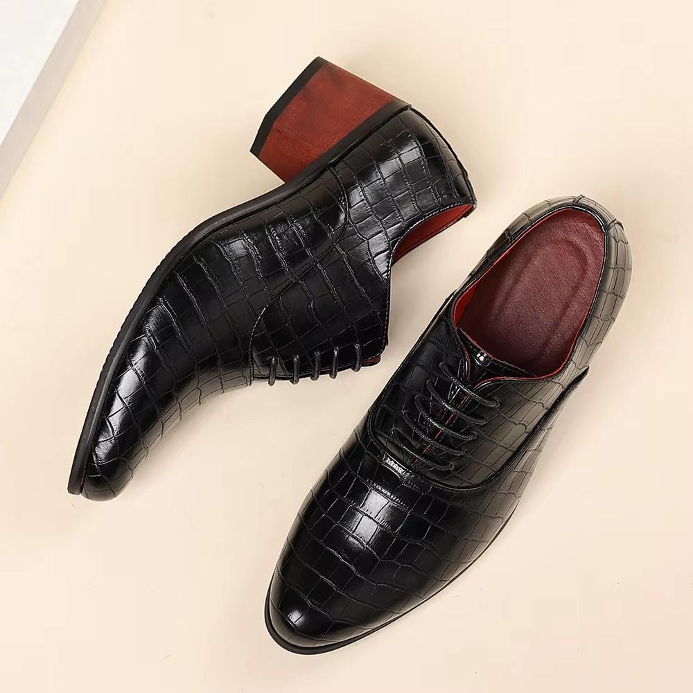 2026New Men Dress Shoes Leather Pointed Toe Men’s High Heeled Shoe Big Size 47 Gentleman Oxford Shoes For Men Zapatos Hombre