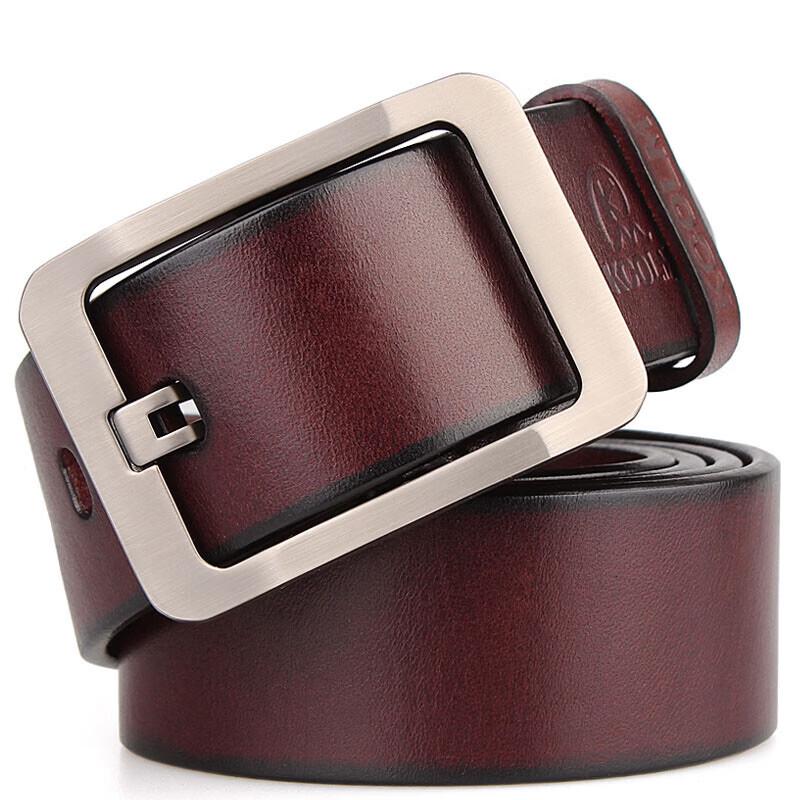 KCOLM Men s Genuine Leather Pin Buckle Belt