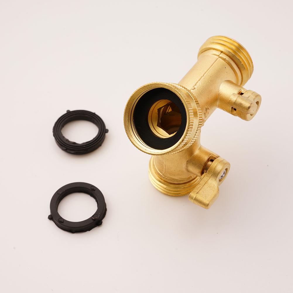 Garden Tools Copper Connector Copper 3/4 Garden Hose Water Y-tee Faucet Splitter Adjustable Control Splitter Flow Connector