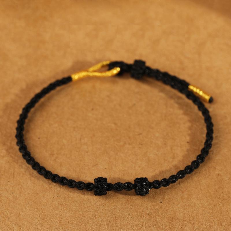 Red String Braided Lucky Bracelet with Gold Accents – Hand-Woven Adjustable Protection Bracelet for Men Women, Minimalist Boho Jewelry Gift