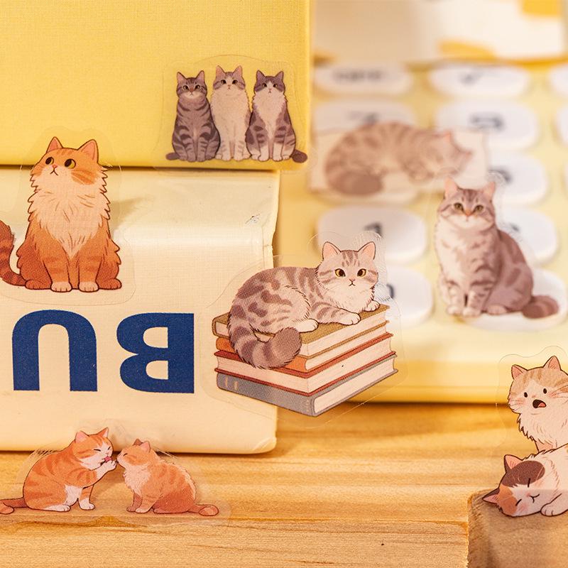 Yuxian Purring Cat Stickers: Cute & Versatile for Journals, Water Bottles, Phones, and DIY Collages