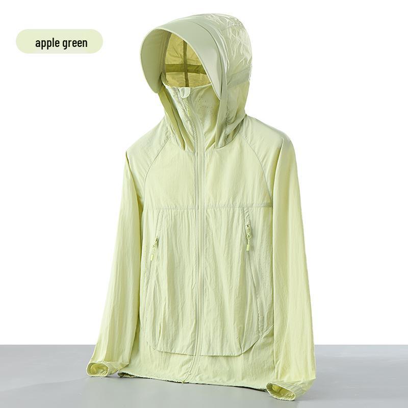 Unisex UPF50+ UV Protection Ice Silk Windbreaker with Large Brim