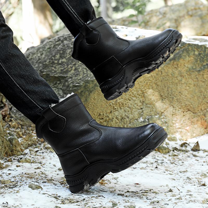 Luxury Brand Men's Chelsea Boots New Winter Male Snow Boots Soft Genuine Leather Ankle Boots Slip On Business Casual Man Shoes