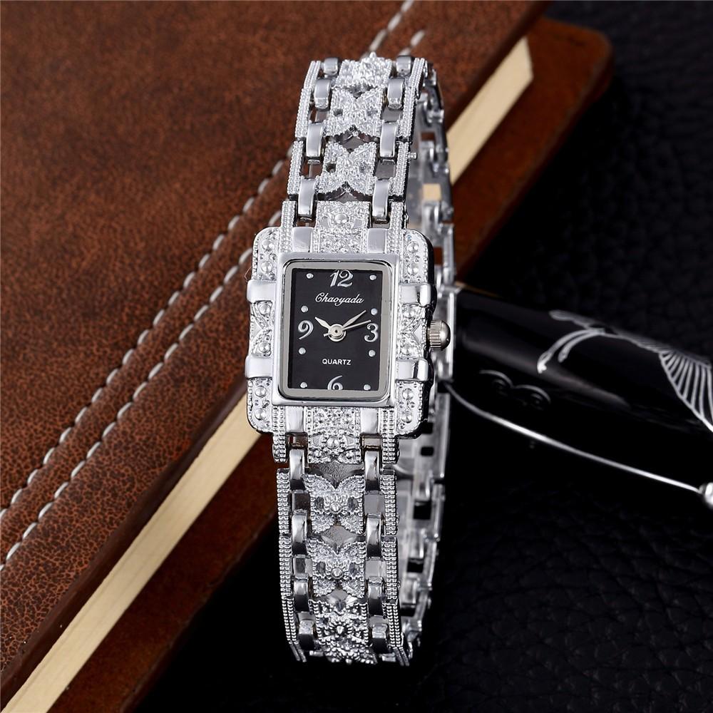 Women Watch Rectangle Dial Crystal Rhinestone Quartz Wristwatch