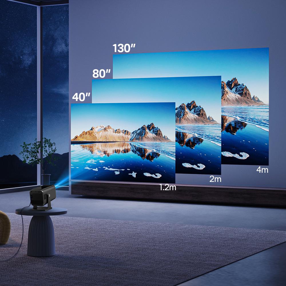 CrossV1 HY500 4K Android Projector, 1080P HD, Wireless Screen Mirroring, Portable for Home & Outdoor Use.