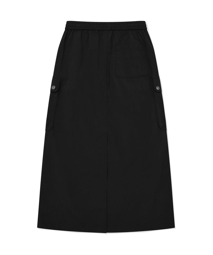WACKY WILLY Women'S Nylon Cargo Long Skirt Black