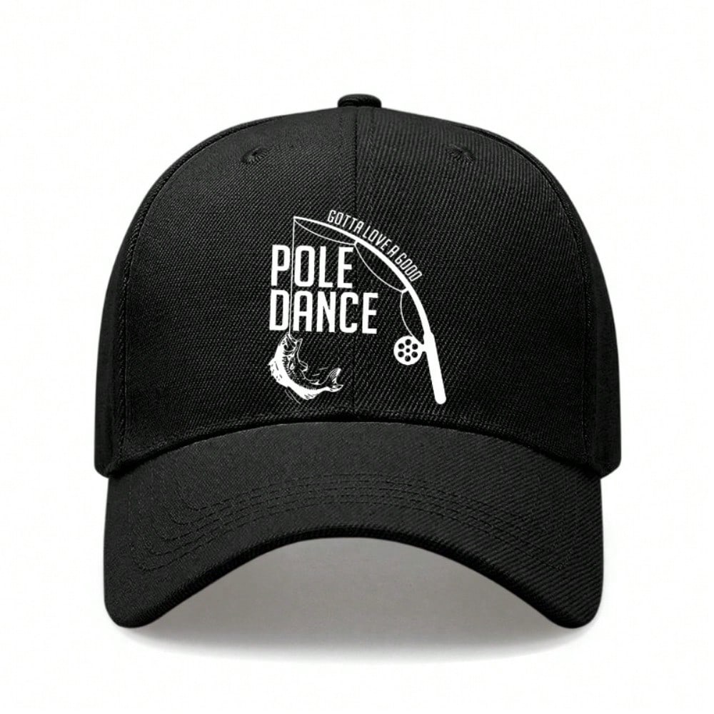 Fishing Lover Baseball Cap - "Pole Dance" Graphic Print Polyester Adjustable Breathable Casual Outdoor Sports Hat For Men Women