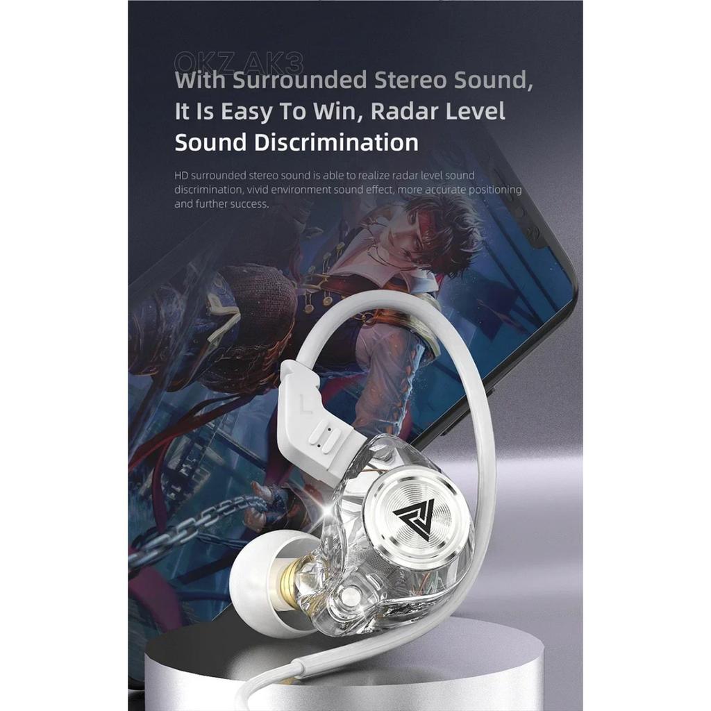 QKZ AK3 FiLe Kabelgebundener Kopfhörer mit Mikrofon HiFi-Musikmonitor Bass-Kopfhörer Headset mit Geräuschunterdrückung für Sport-Gaming-Ohrhörer