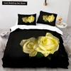 Red Rose King Queen Duvet Cover 3D Beautiful Flowers Theme Bedding Set for Women Girls Romantic Floral Quilt Cover Pillowcase