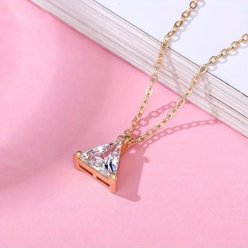 1 Article Fashionable Triangular Pendant Necklace, Minimalist Geometric Jewelry Single Diamond Necklace