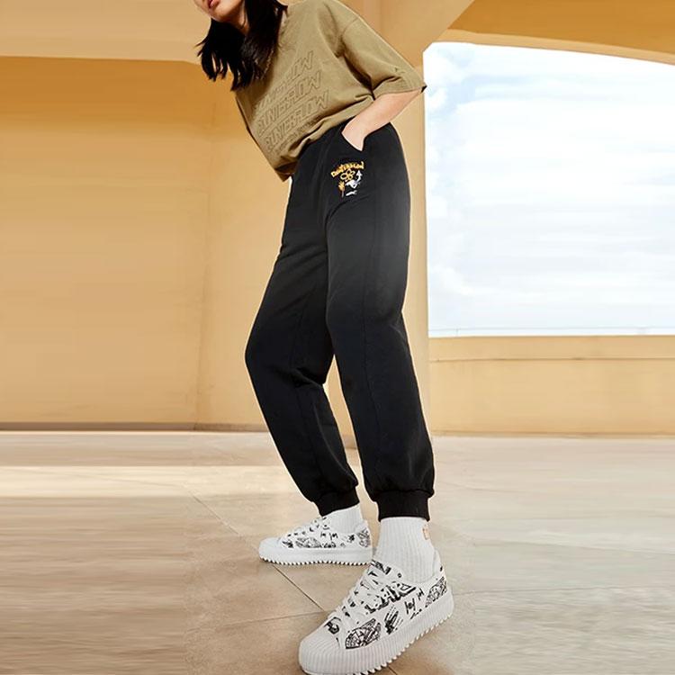 Li Ning Sports Lifestyle Series Loose Fit Cuffed Sweatpants Women Bottoms Black AKLS516-1