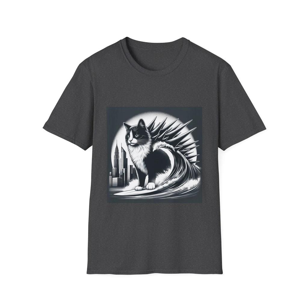 HOT SALE Cat monster skyscraper wave cute interesting novelty soft style T-shirt T-shirt unisex Comfortable and Soft Costume