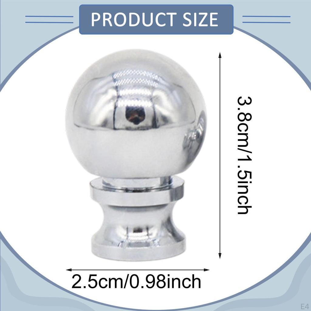 3 Lamp Finials with Thread, Replacement Metal Knob, Spherical Knob for DIY, Lampshade Nut,