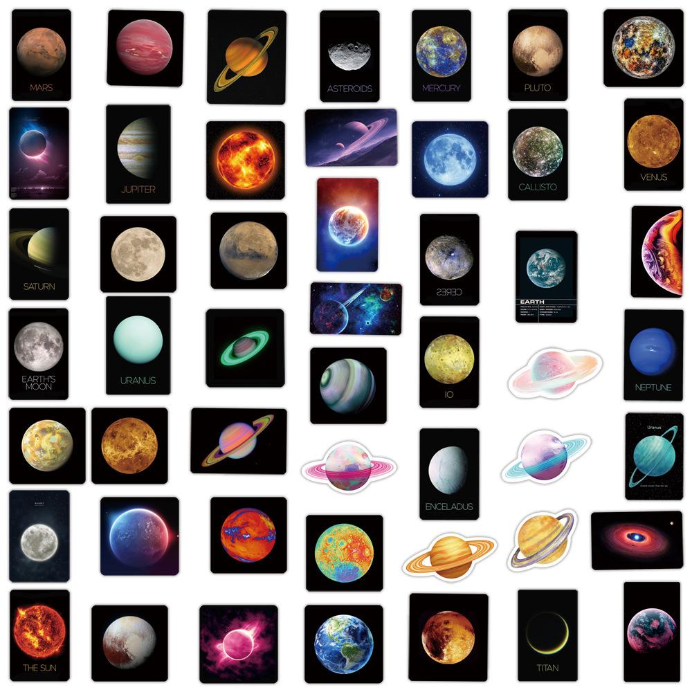 50Pcs Universe Planets Stickers Outer Space Planets Waterproof Vinyl Decals For Laptop Refrigerator Luggage Computer Car