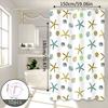 Starfish Fun Pattern Shower Curtain, Fresh Ocean Style Bathroom Partition Curtain, Great Item For Rental House Renovation And Bathroom Soft Decoration