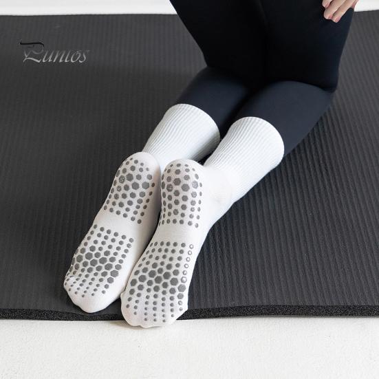 1 Paar Yoga-Socken mit rutschfestem Silikon-Greifer, atmungsaktiv, feuchtigkeitsableitend, professionelle Damen-Ballett-Tanz-Fitness-Pilates-Sport-Wadensocken