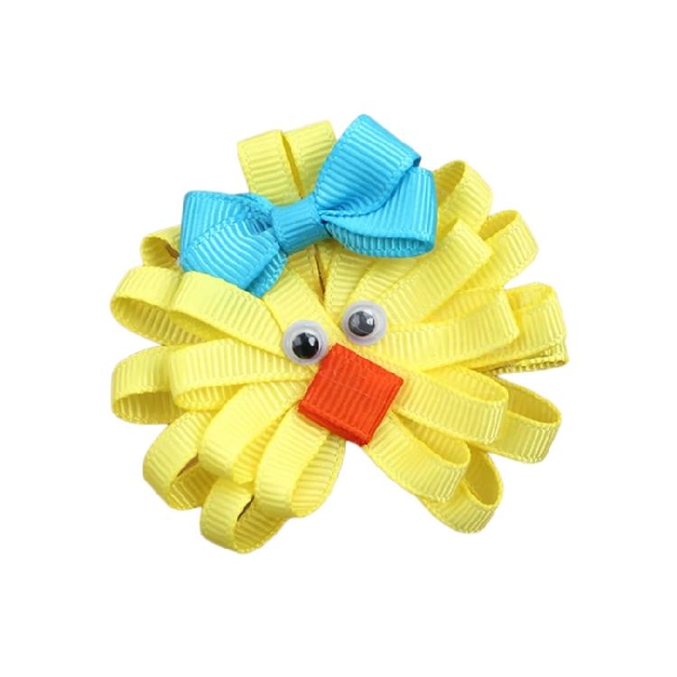 Lovely Hair Barrette Easter Festival Bunnies/Chick Hair Clip with Bowknot For Little Girl and Adult Holiday Theme Headwear