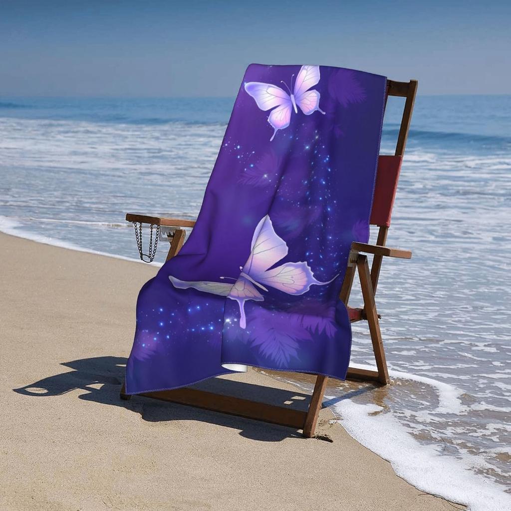 Asciugamano da Spiaggia con Fantasia Farfalla Viola per Amici Regali Asciugamano Asciugatura Rapida per Bagno Yoga Turismo Spiaggia PALESTRA Campeggio Nuoto