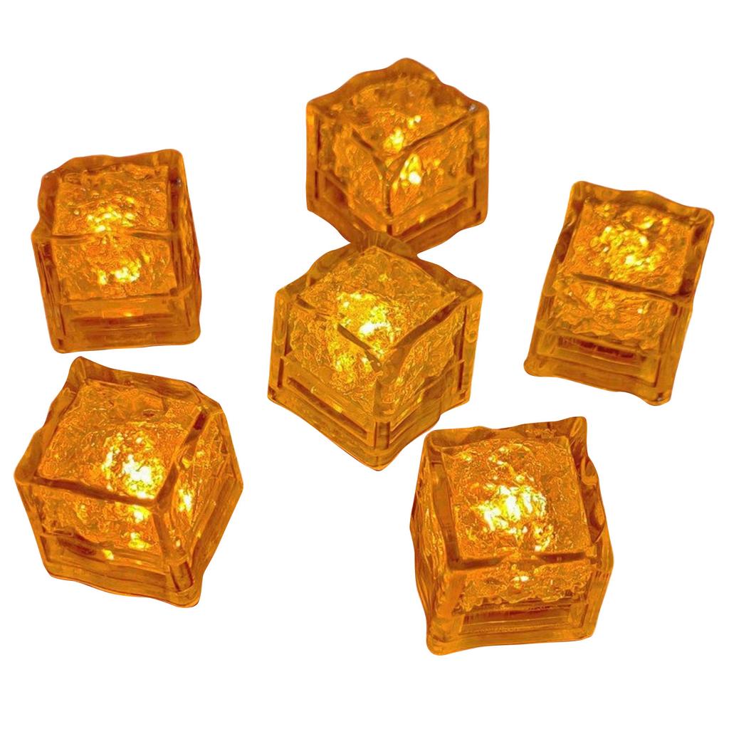 12pcs LED Light Up Ice Cubes Reusable Beverage Cooling Cubes Battery Operated Party Drink Accessories