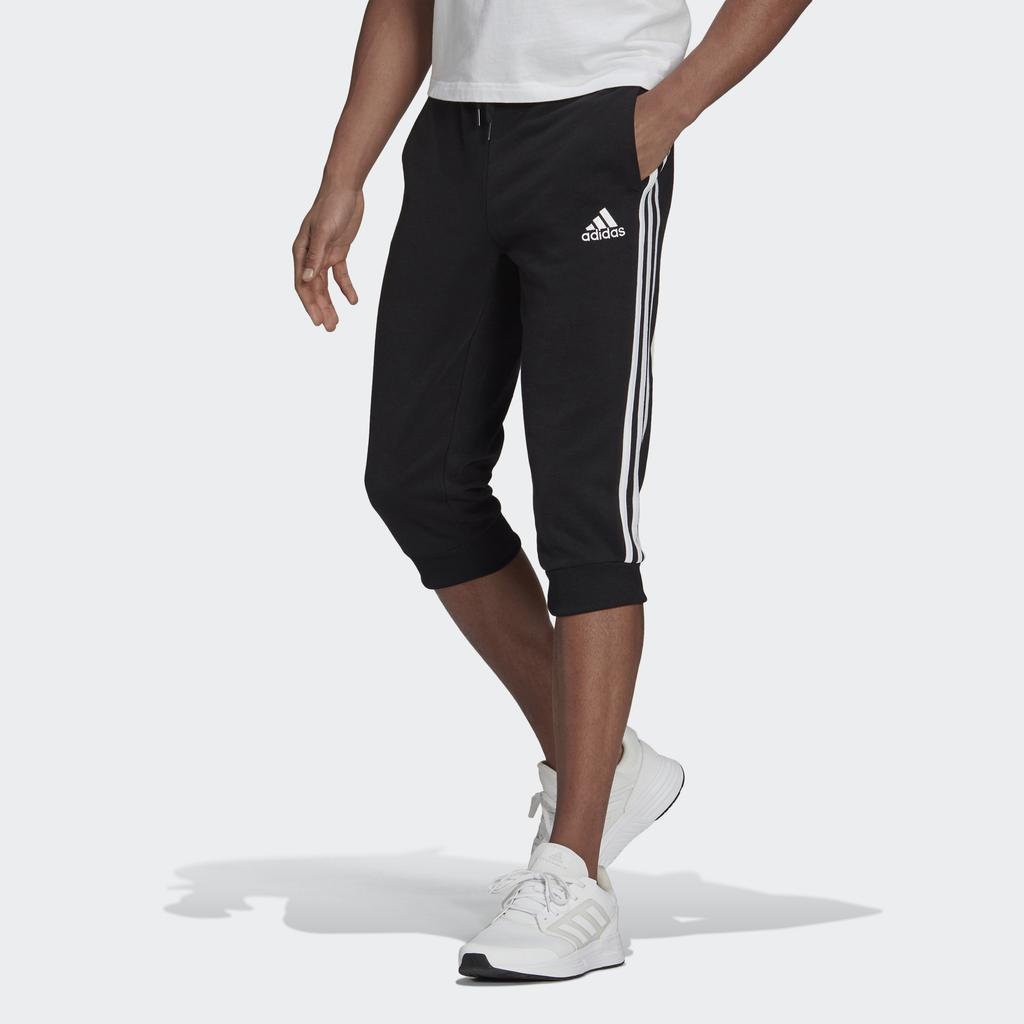 adidas Essential 3-Stripes Knit Cuff 3/4 Sweatpants Men Bottoms Black GK8987