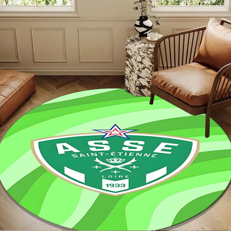 1PC Green Saint-Etienne Football  Round Rug for Livingroom,Bedroom, Palyroom, Chair Rug, Area rug, Circle Carpet, Large Size Fan Christmas gift
