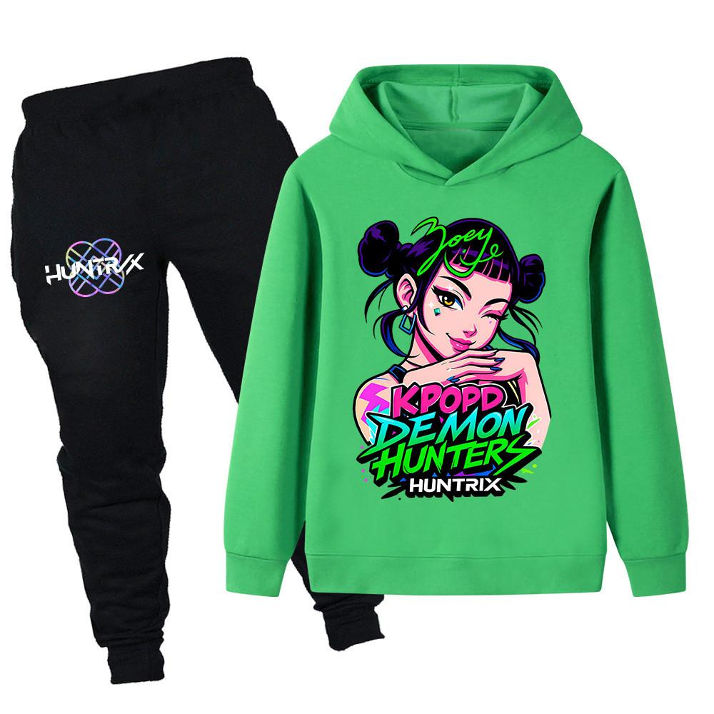 PB1214 Kinder Jungen Mädchen Kpop Mira Zoey Rumi Zoey Print Langarm Kapuzenpullover Hose Hosen Kleidung Sets