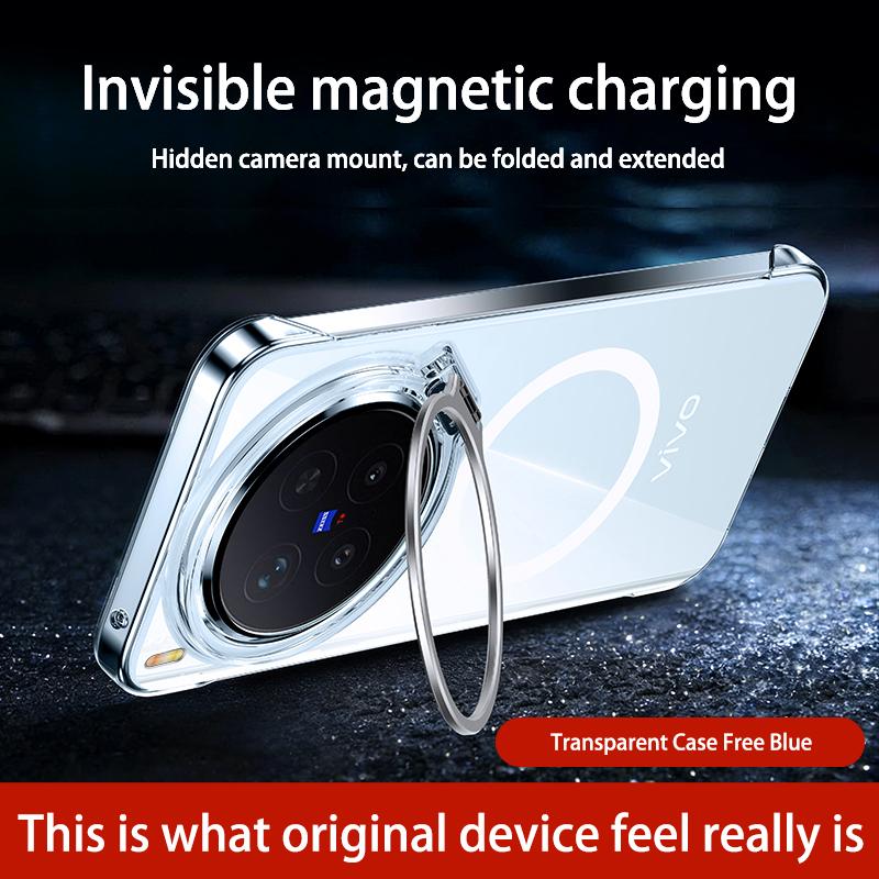 Electroplating Transparent for Magsafe Wireless Charging Phone Case for VIVO X300 X300Pro Frameless Lens Holder Protective Cover