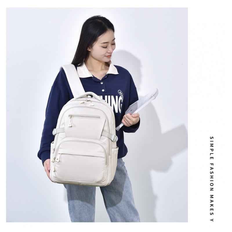 Versatile Solid Color New Style Unisex Daily Campus Large Capacity Travel Backpack Water-Resistant Fashionable Double Shoulder Bag