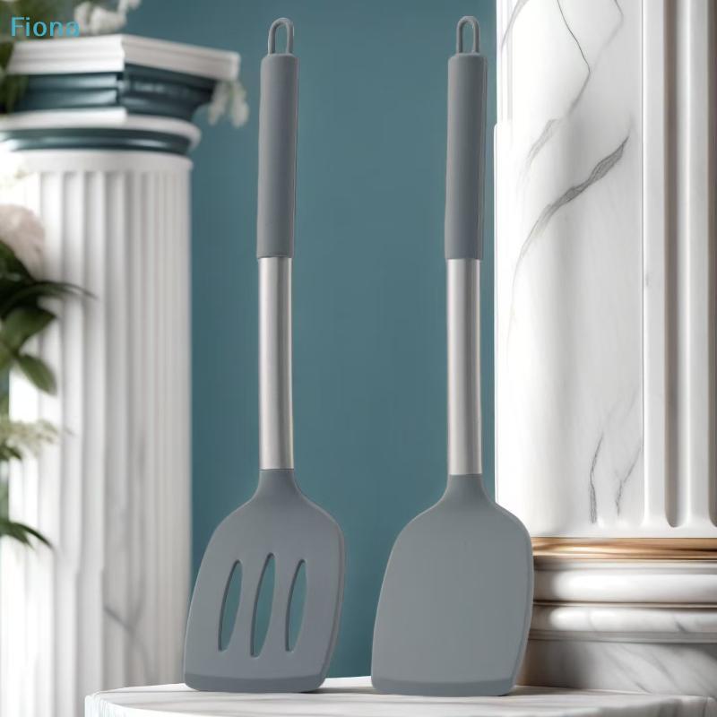 1/2Pcs Silicone Spatula Set,Heat-Resistant Solid & Slotted Turner with Stainless Steel Handle, Non-Stick Kitchen Utensils