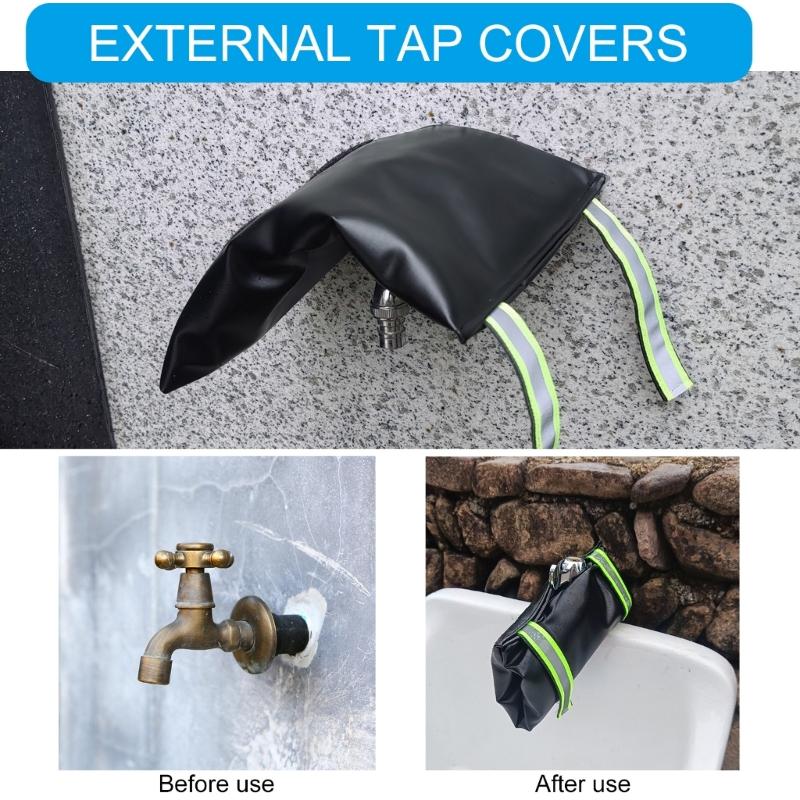 2Pcs Durable Leather Faucet Covers for Winter Protect Practical Water Spigot Insulated Wraps for Garden and Patios