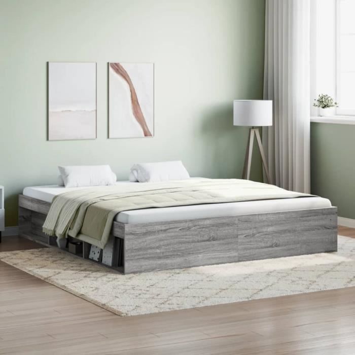 VidaXL Cadre de lit sonoma gris 180x200 cm super king 3203885