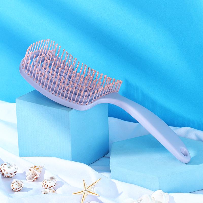 Large Curved Fluffy Rib Comb for Women's Long Hair Styling & Massage