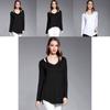 Simple Solid Color Off Shoulder Design Women Long Sleeved Top For Fall Comfort