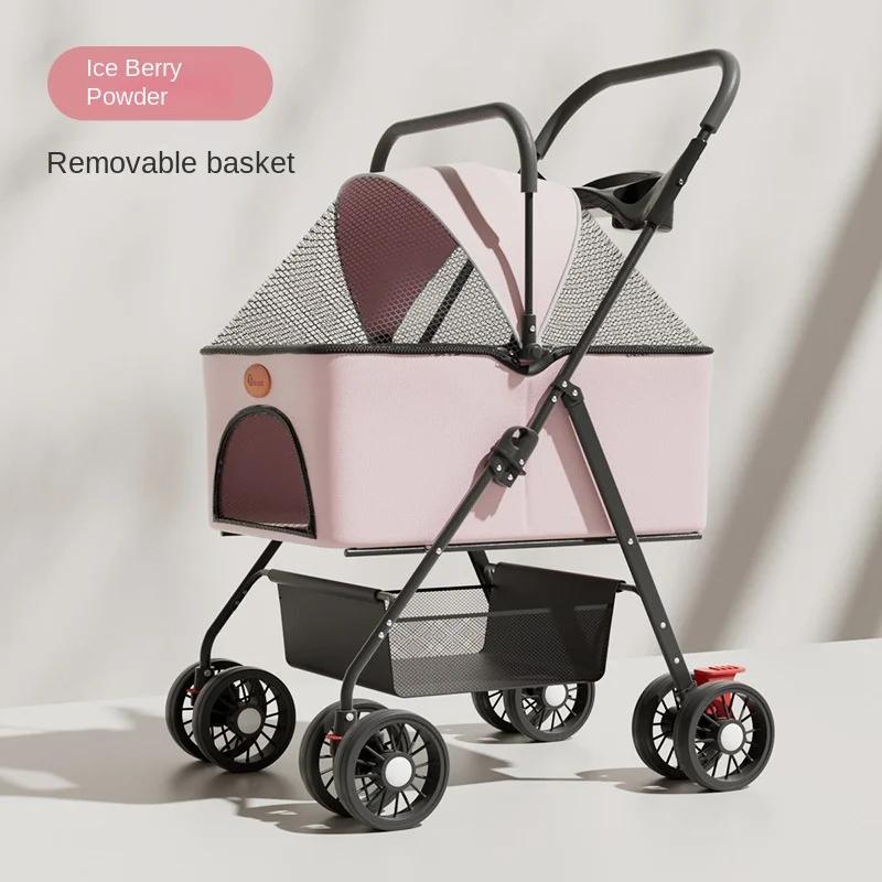 Pet Cart Dog Transportation Cat Trolley Small and Light Separation Foldable Going Out Supplies Pet Stroller Dog Carrier
