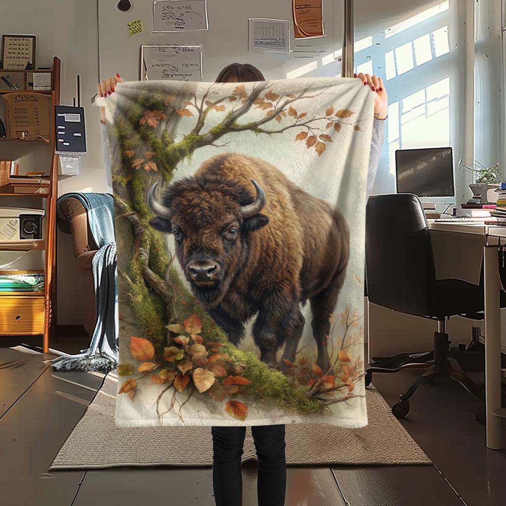 1PC Tropical Floral Art Print FlAannel Blanket, High quality Comfortable for All Seasons, Home Decor, Warmth and Comfort