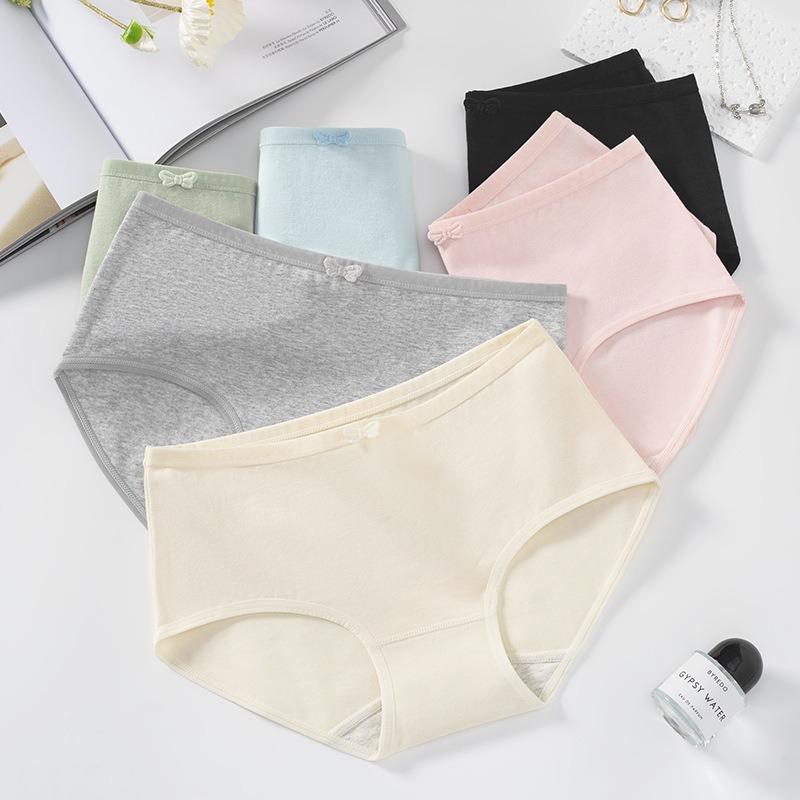 Women S Cotton Underwear Bowknot Cute Antibacterial Solid Color Breathable