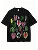 Naughty Leaf Print T-shirt In Tropical Forest, High-quality Batik Cotton Retro Fashion Brand T-shirt, Popular Daily Wear, Holiday Gifts, Perfect Gifts