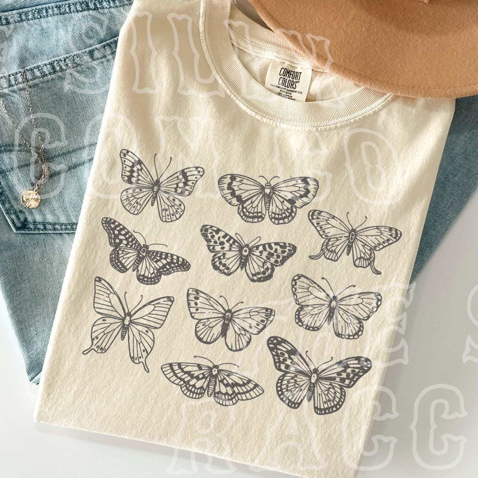 Butterfly and Moth Shirt, Vintage Cottagecore Tee, Botanical Specimen Chart Top, Whimsigoth Nature Lover Gift, Boho Aesthetic T-shirt S