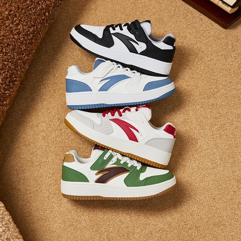 Anta Comfortable Versatile Non-Slip Wear-Resistant Low-Top Kids Skate Shoes Kids Sneakers White Green A12448099-3